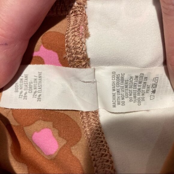 OFFLINE BY AERIE Sz M Tan Pink Leopard Seamless Front Raw Hem Leggings - Picture 6 of 8